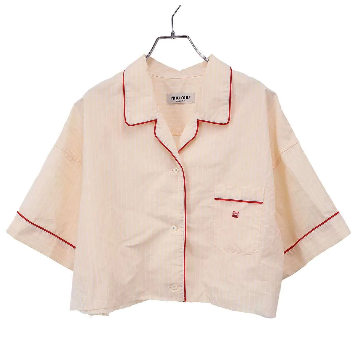 miu miu ミュウミュウ 24SS クロップドワイドパジャマシャツ MK1815