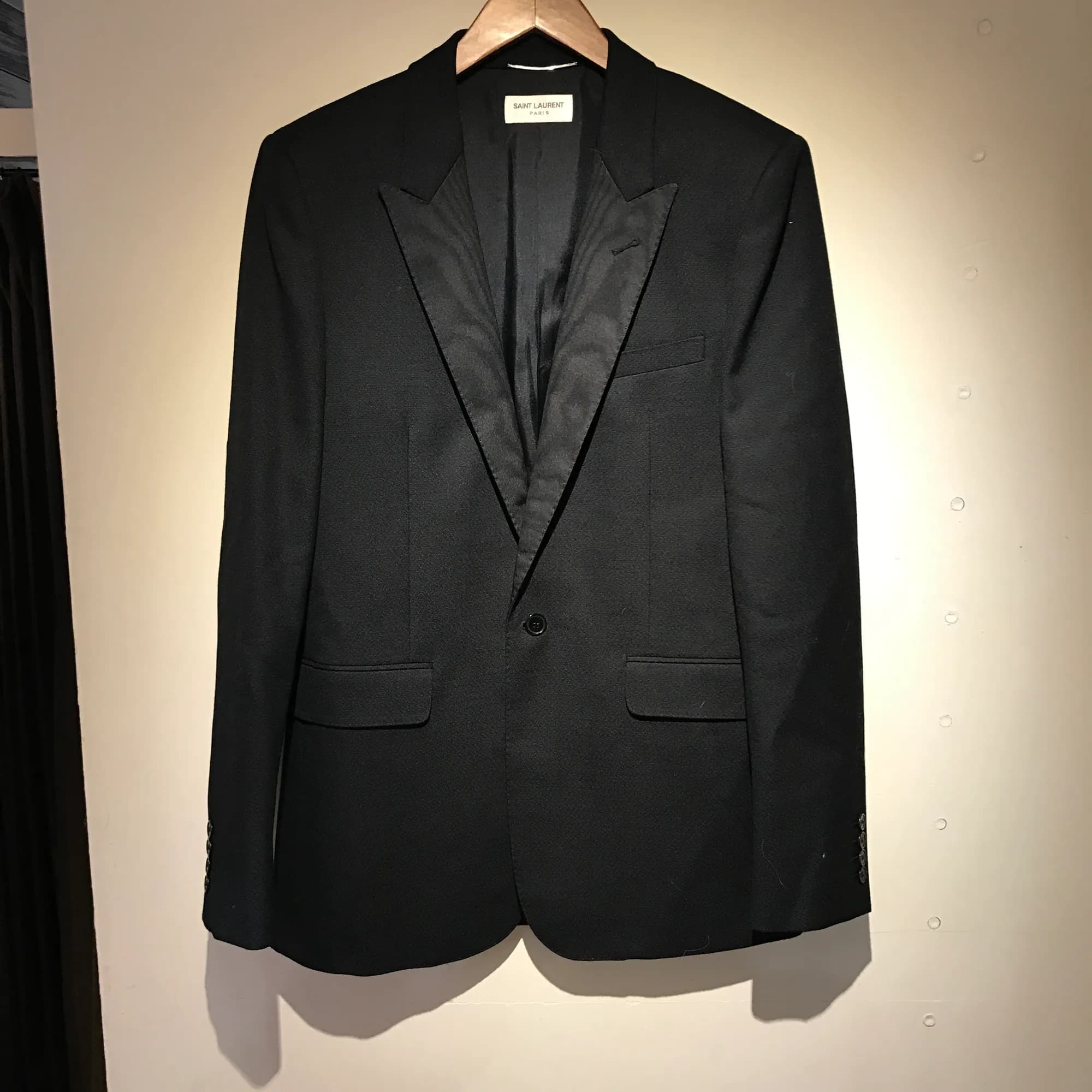 SAINT LAURENT SAINT LAURENT PARIS 15AW シルクサテンラペルスモーキングジャケット