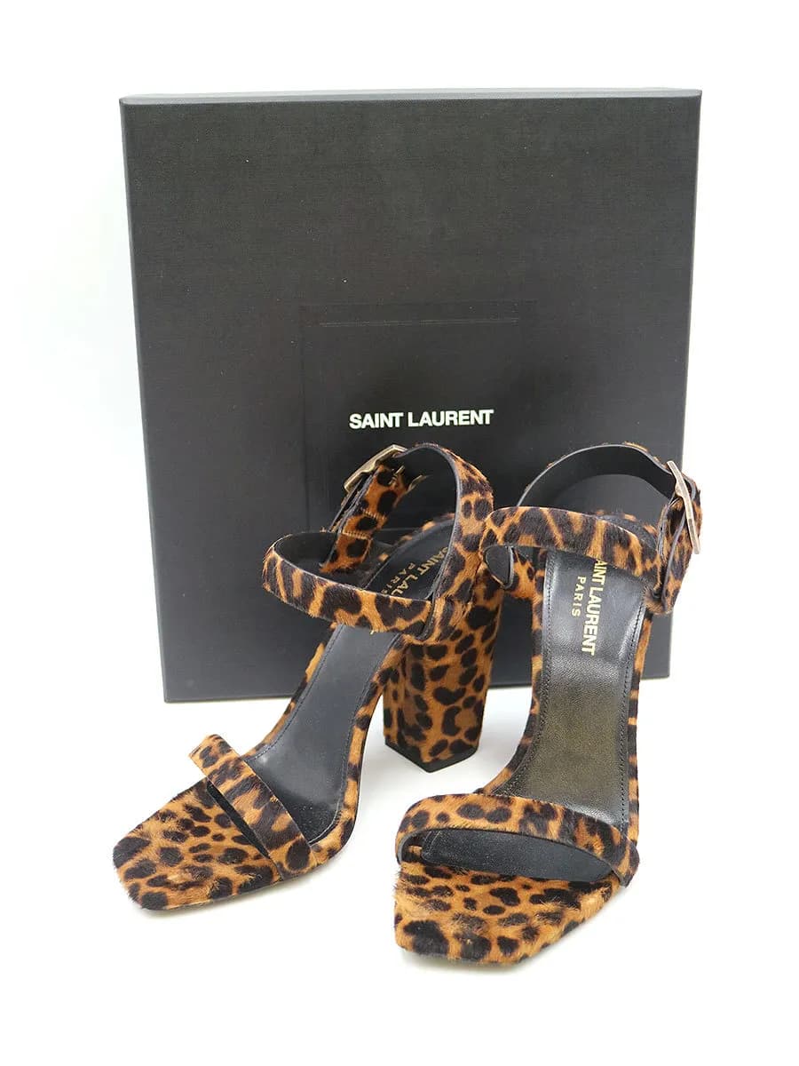 SAINT LAURENT サンローラン パリ PONY SPOTS ハラコストラップサンダル