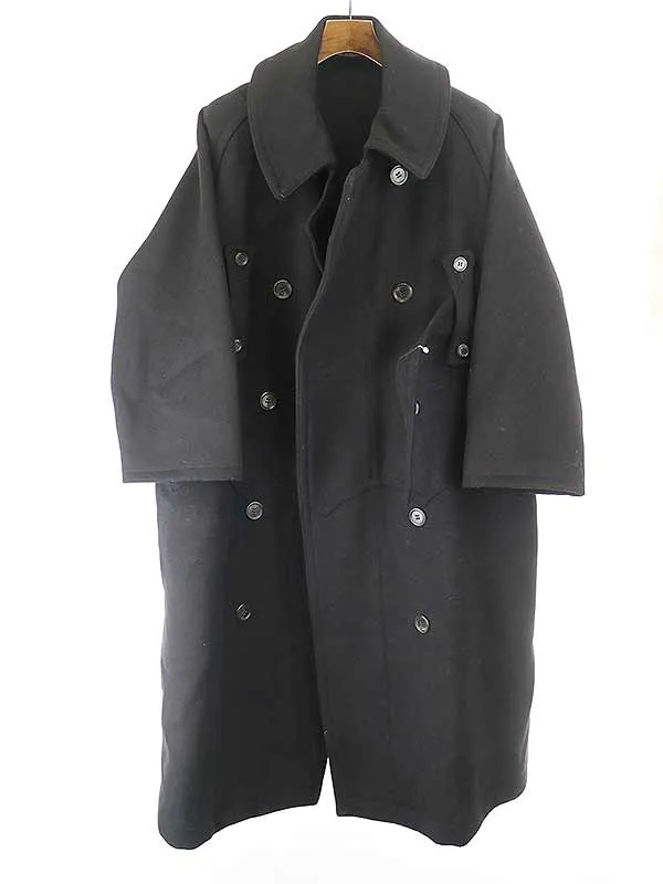 Yohji Yamamoto ヨウジヤマモトファム 02AW ベルトデザインウールロングコート ブラック 2