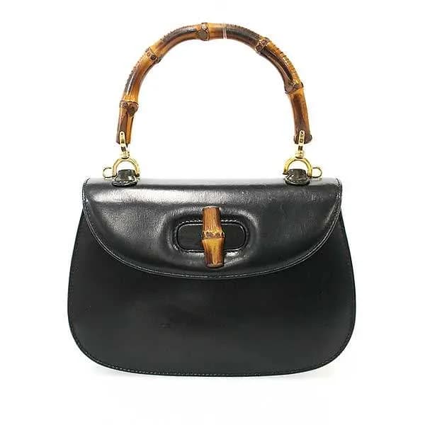 GUCCI グッチ オールド バンブーレザーショルダーハンドバッグ