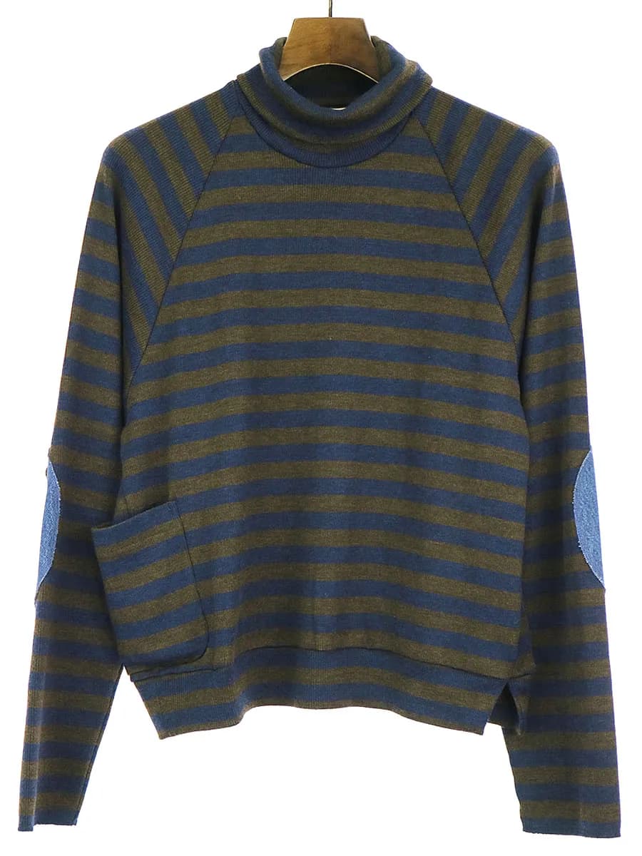 SUNSEA サンシー 17AW タートルネックラグランスリーブボーダーニット