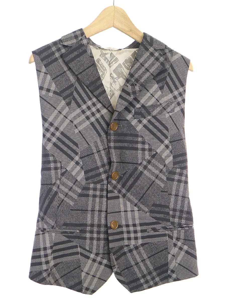 Vivienne Westwood ヴィヴィアンウエストウッド マン 17SS CRAZY CHECK VEST クレイジーチェックウールベスト