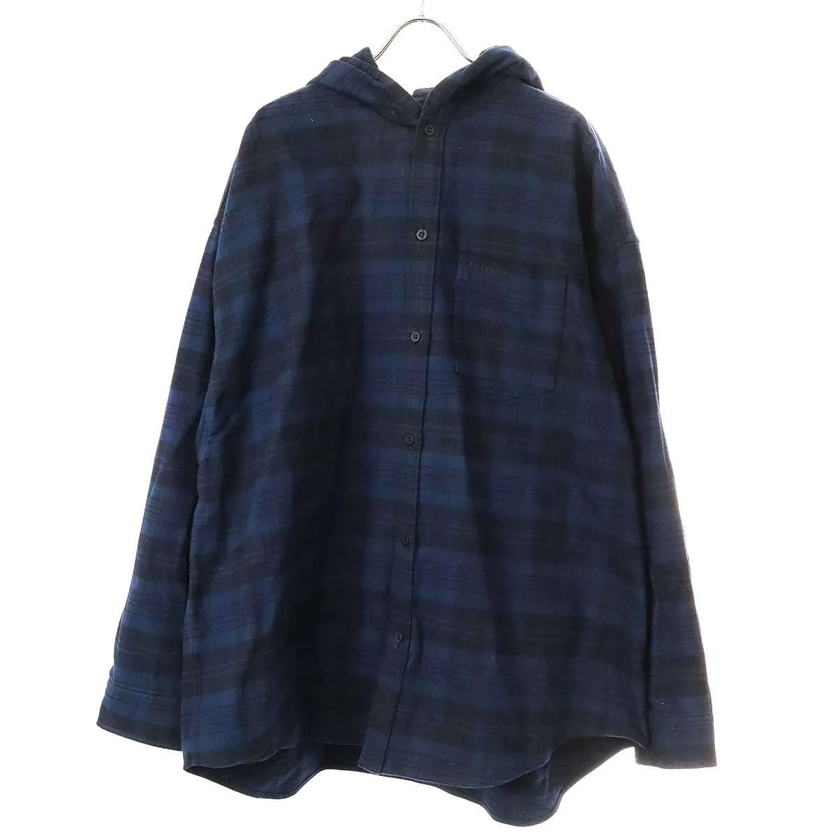 BALENCIAGA バレンシアガ 22AW Check Flannel Hooded Shirt ロゴ刺繍チェックフランネルシャツ 720109 TNM35