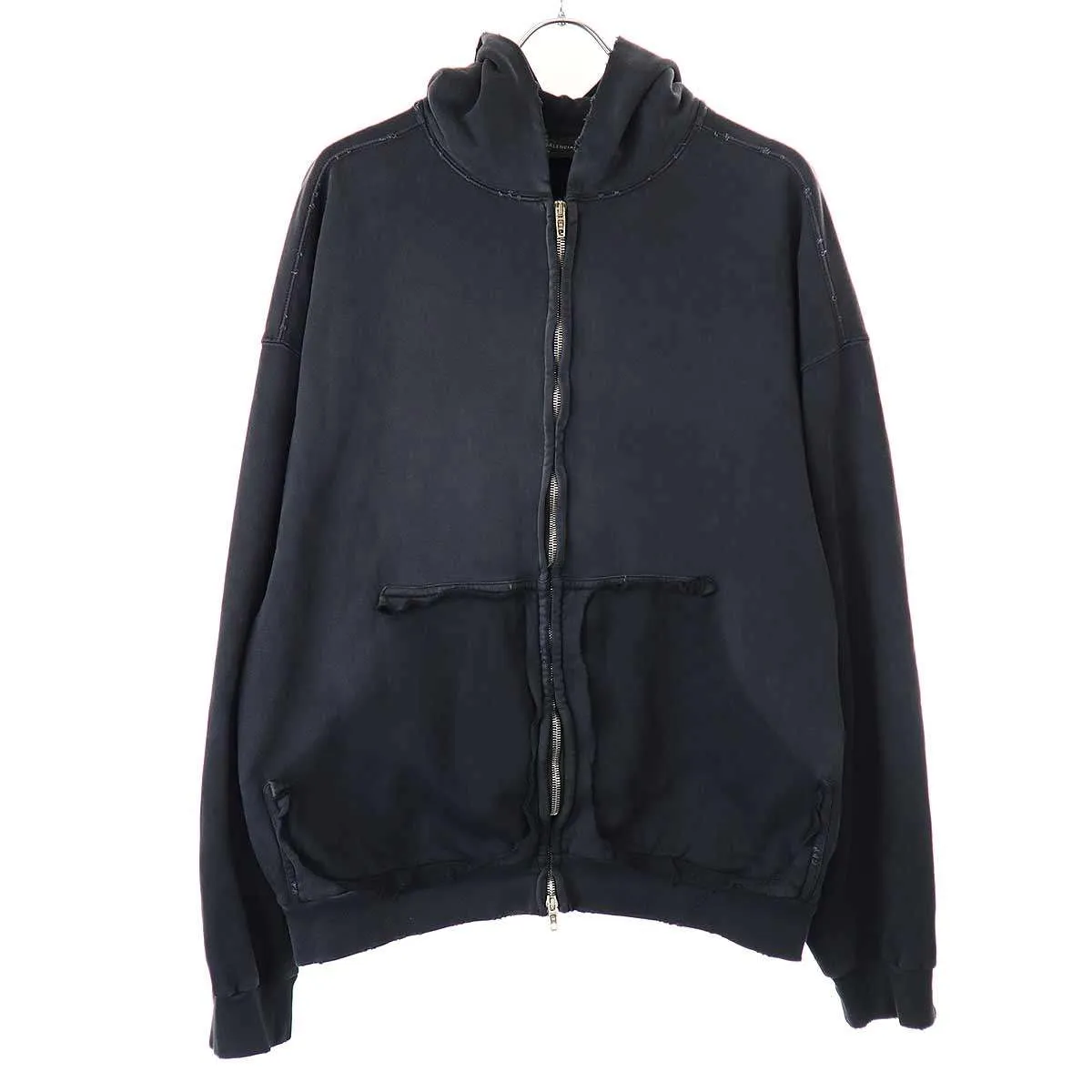 BALENCIAGA バレンシアガ 23SS Tape Type Ripped Pocket Hoodie ラージフィット テープジップアップパーカー