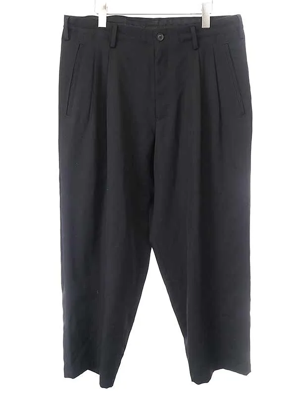 Yohji Yamamoto ヨウジヤマモトプールオム 22AW N-2 TUCK MID BIG PANTS ウールギャバジンタックパンツ