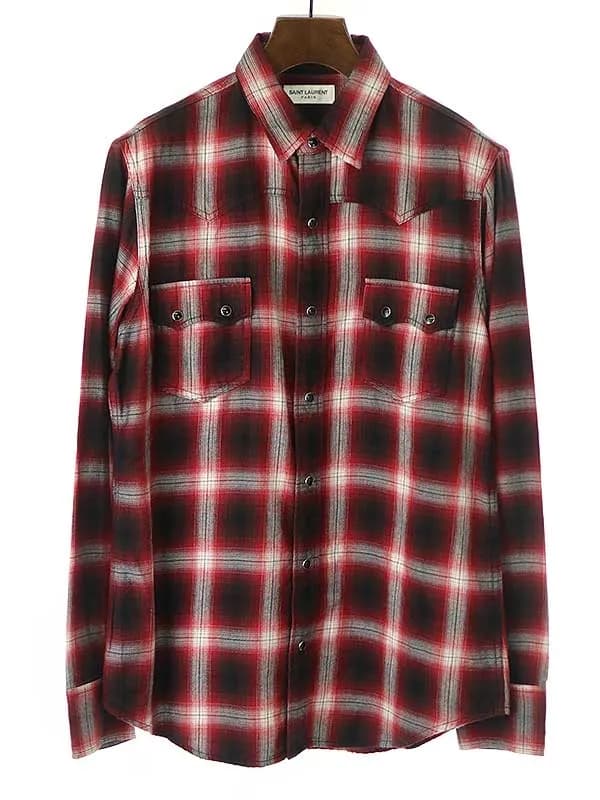 SAINT LAURENT サンローラン パリ 16AW オンブレチェックウエスタンシャツ