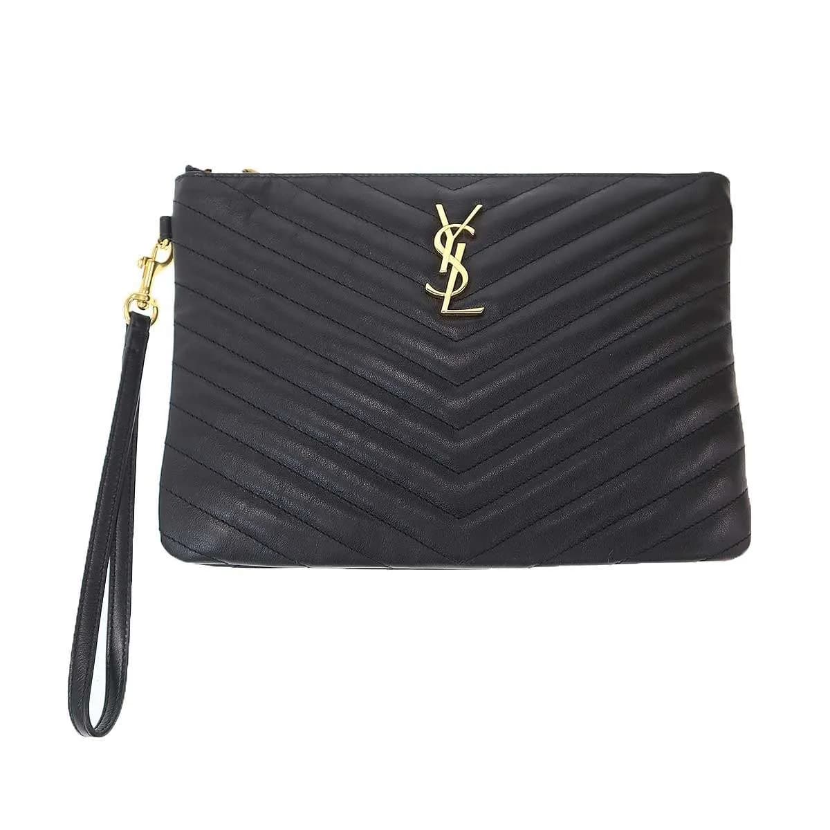SAINT LAURENT サンローラン パリ カサンドル キルティング レザークラッチバッグ
