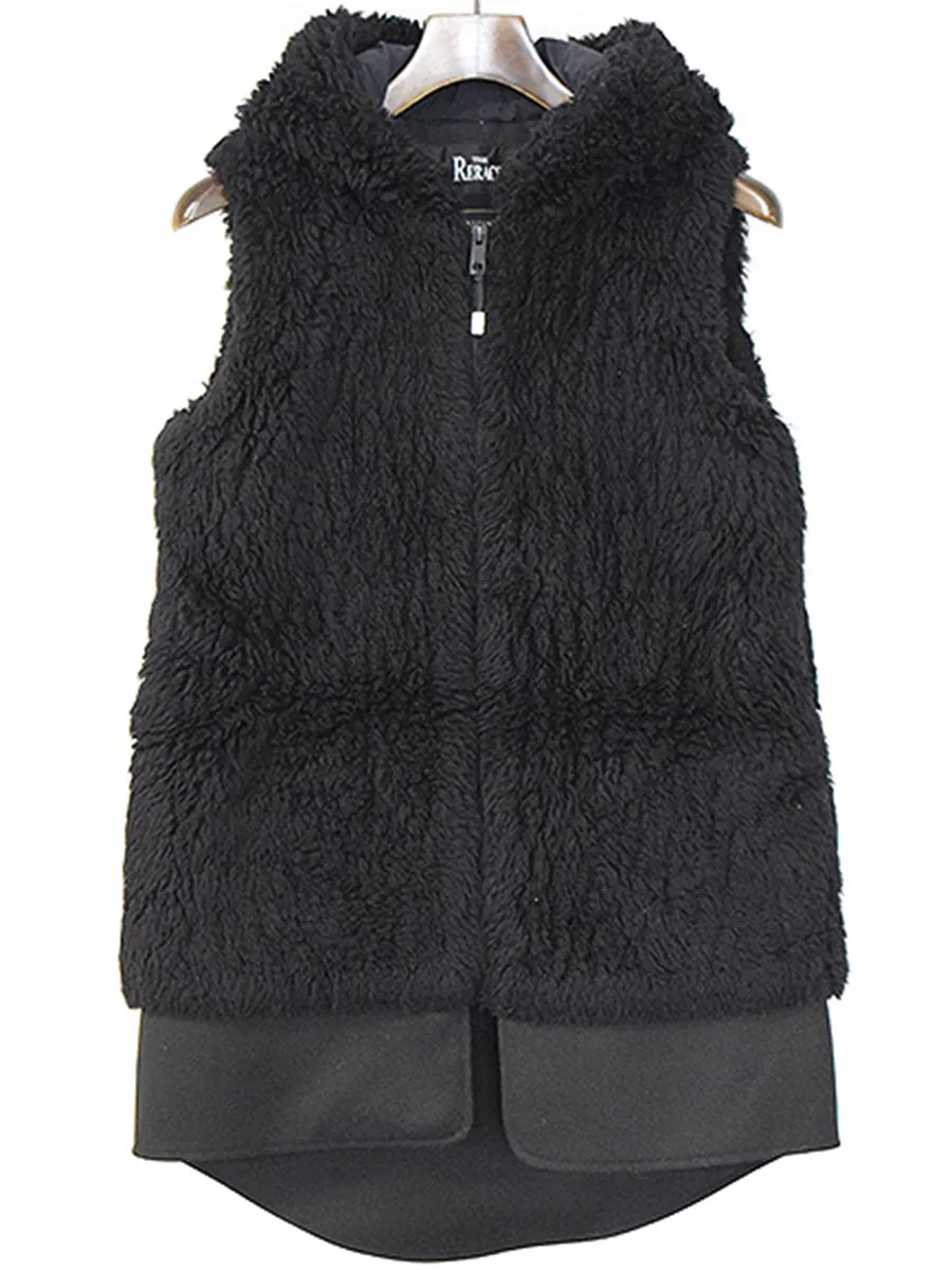 THE RERACS ザ リラクス 17AW レイヤードデザインスリーブレスフーデッドボアコート
