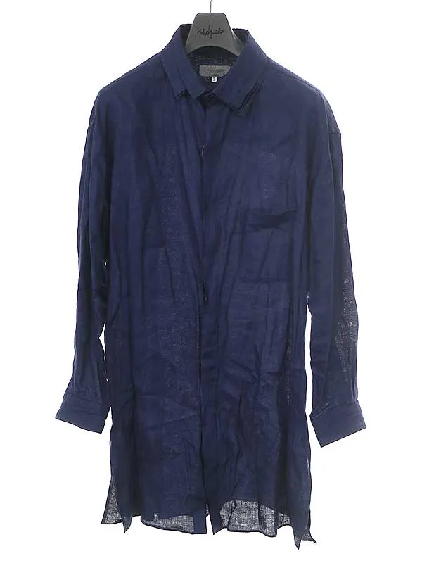 Yohji Yamamoto ヨウジヤマモト プールオム 23SS R-スペアカラー比翼Bリネンシャツ