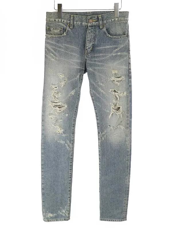 SAINT LAURENT サンローラン パリ 13AW デストロイクラッシュ加工デニムパンツ