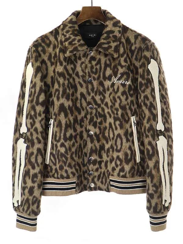 AMIRI アミリ 21AW BONES VARSITY JACKET レオパードバーシティジャケット スタジャン