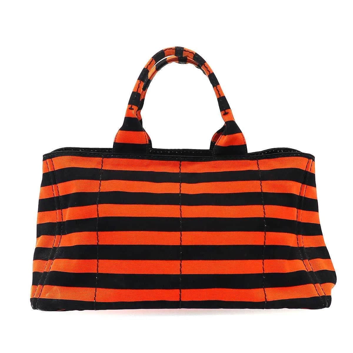 PRADA プラダ カナパ ボーダーキャンバストートバッグ