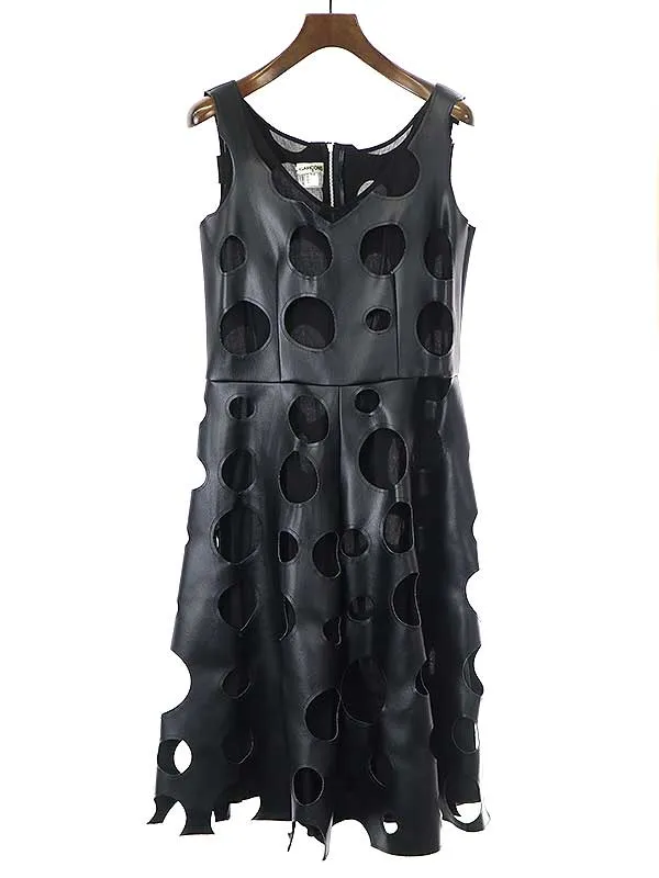COMME des GARCONS コムデギャルソン SAMPLE 15SS 薔薇と血 フェイクレザーカッティングドレスワンピース