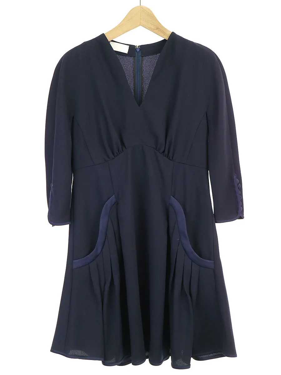 Mame Kurogouchi マメ 13SS Vネックフレアワンピース