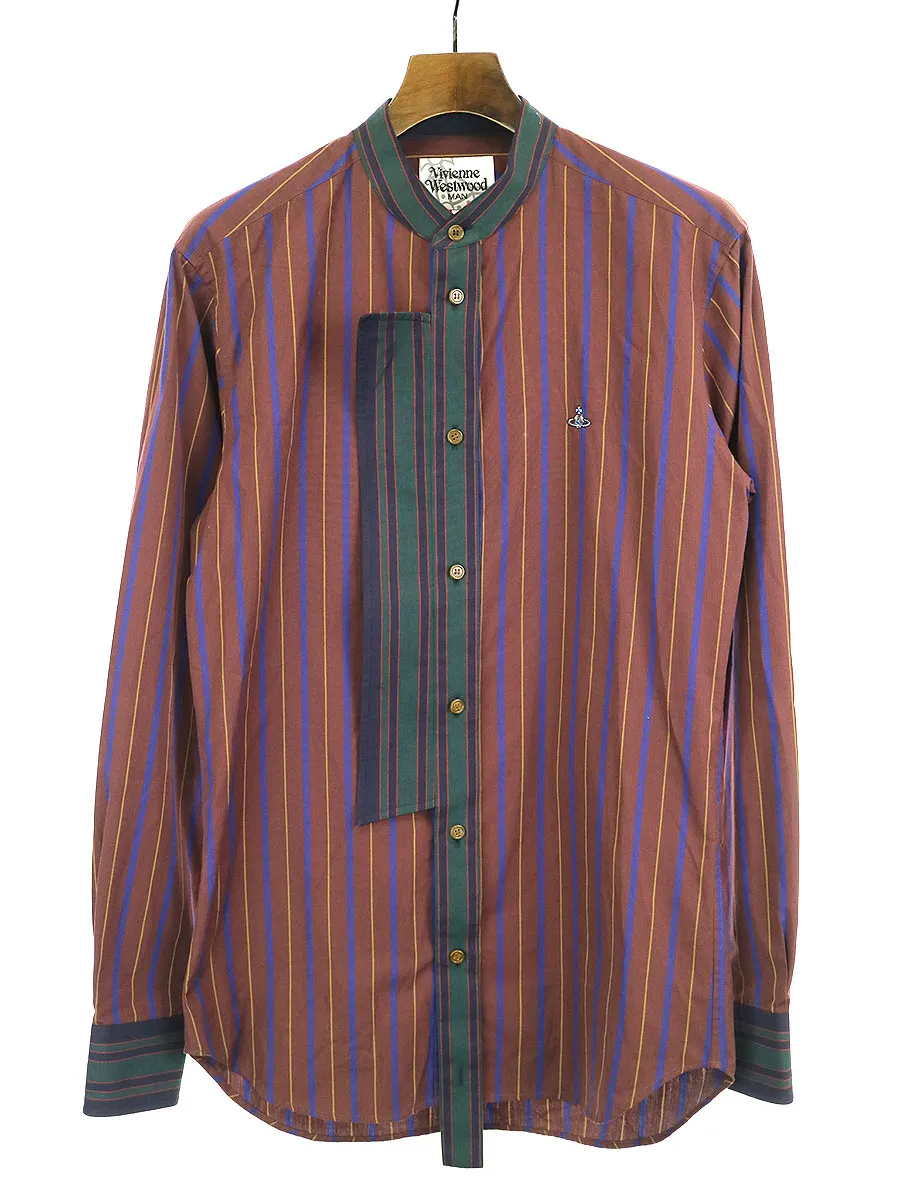 Vivienne Westwood ヴィヴィアンウエストウッドマン 19AW シルク混ストライプギミックシャツ
