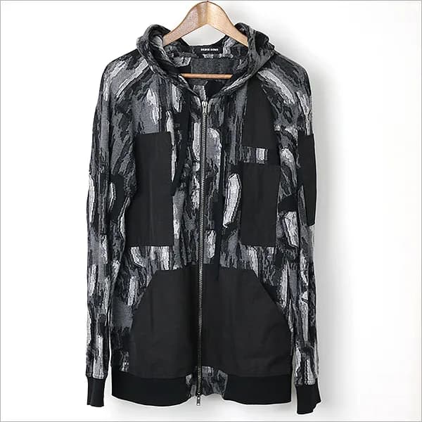 DAMIR DOMA DAMIR DOMA 総柄ジップアップパッチワーク切替パーカー