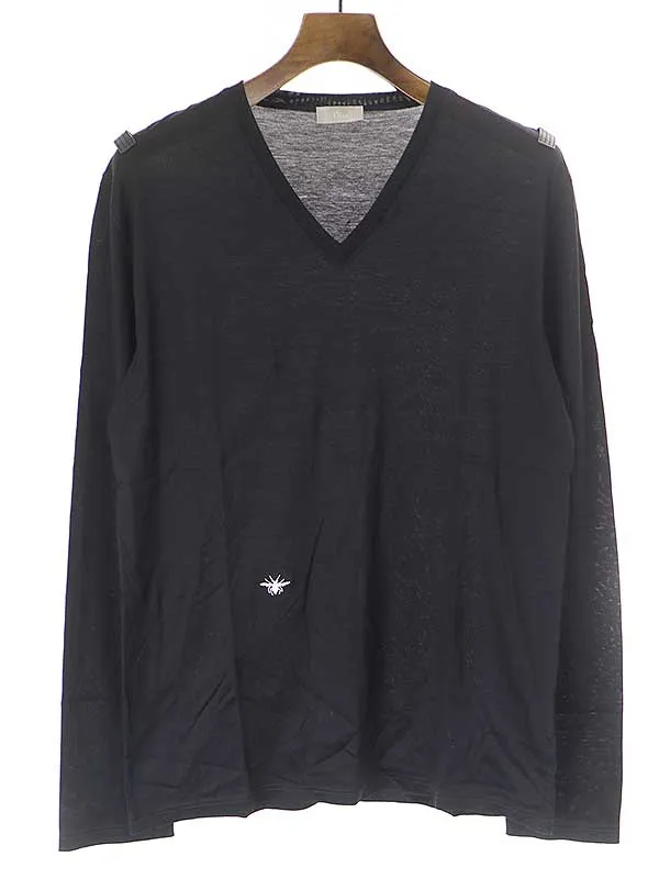 Dior HOMME ディオールオム 04SS BEE刺繍 レザーパッチロングスリーブカットソー