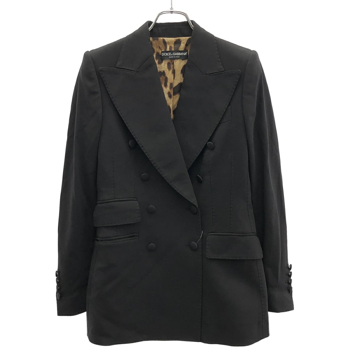 DOLCE&GABBANA ドルチェ&ガッバーナ レオパードライナーピンストライプダブルブレステッドジャケット F29DPT