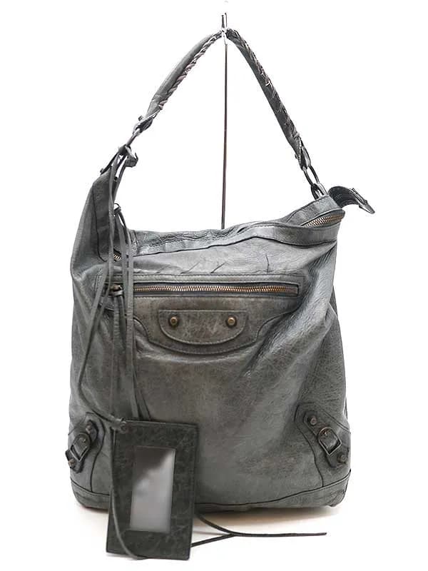 BALENCIAGA バレンシアガ ザ・デイ エディターズ レザートートバッグ グレー