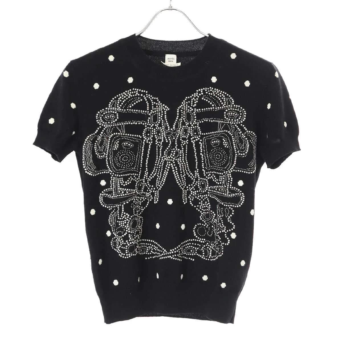 HERMES エルメス 23SS BRIDES de GALA ブリッド ドゥ ガラ カシミヤコットンドットニットTシャツ