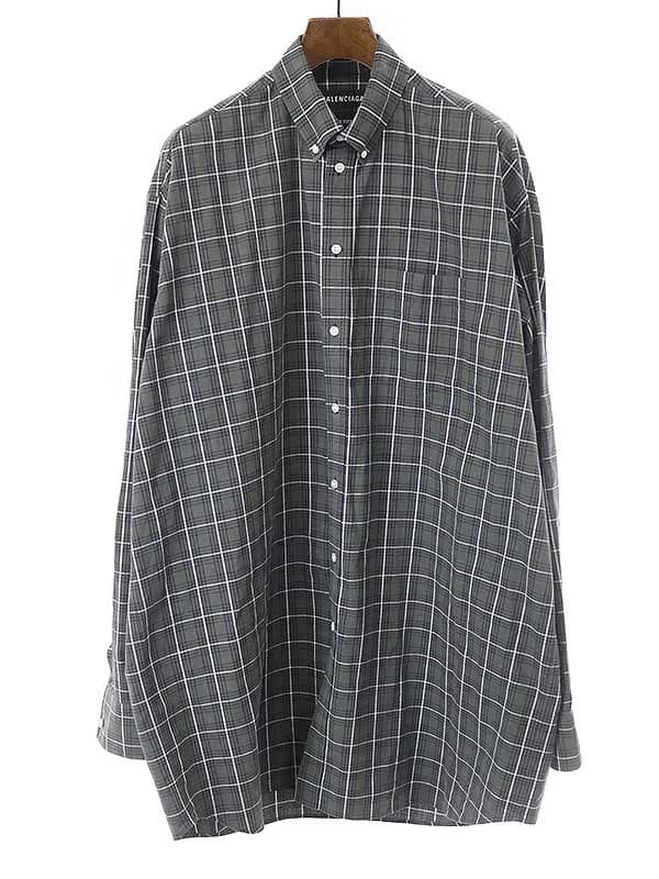 BALENCIAGA バレンシアガ 21AW ボタンダウンオーバーサイズチェックシャツ