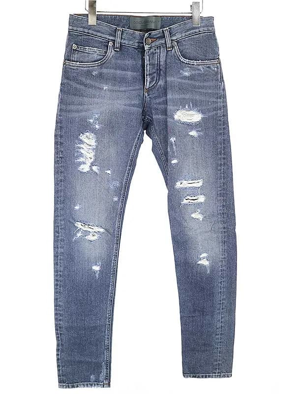 DOLCE&GABBANA ドルチェ&ガッバーナ 14GOLD ダメージ・クラッシュ加工デニムパンツ