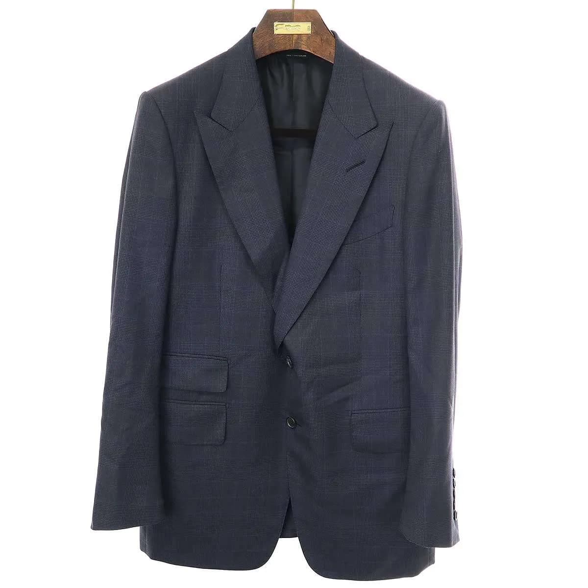 TOM FORD トム フォード 19AW Shelton グレンチェックピークドラペル ウールセットアップスーツ