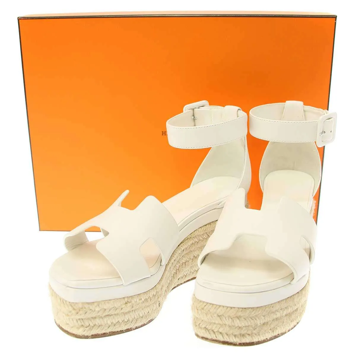 HERMES エルメス 24SS エスパドリーユエルダ レザーウェッジソールサンダル