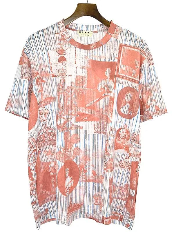 MARNI マルニ 19SS Patterned T-shirt ストライプ柄アートプリントTシャツ