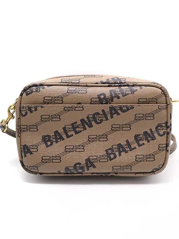 BALENCIAGA バレンシアガ Signature Small Camera Bag シグネチャーロゴカメラバッグ ブラウンベージュ