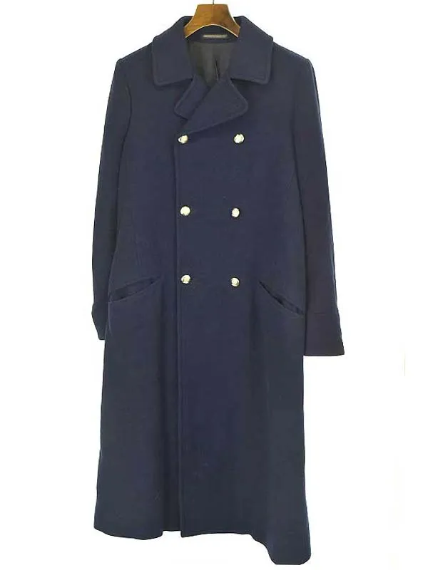 Yohji Yamamoto ヨウジヤマモト プリュスノアール ボタン装飾ウールダブルロングコート