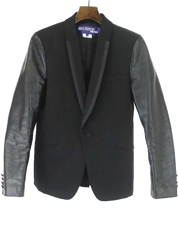 JUNYA WATANABE ジュンヤワタナベ コムデギャルソンマン レザースリーブ切替ジャケット