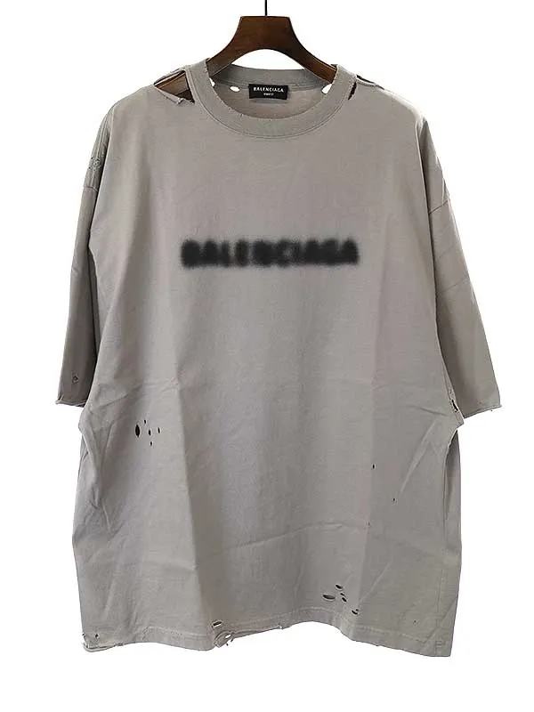 BALENCIAGA バレンシアガ 21AW ロゴプリントダメージオーバーサイズTシャツ