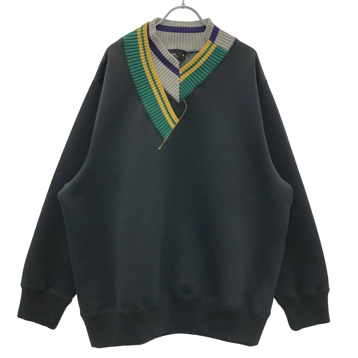kolor カラー 21AW MIX V-NECK SWEAT ネオプレン ミックスVネックスウェットプルオーバー 21WCM-T02202
