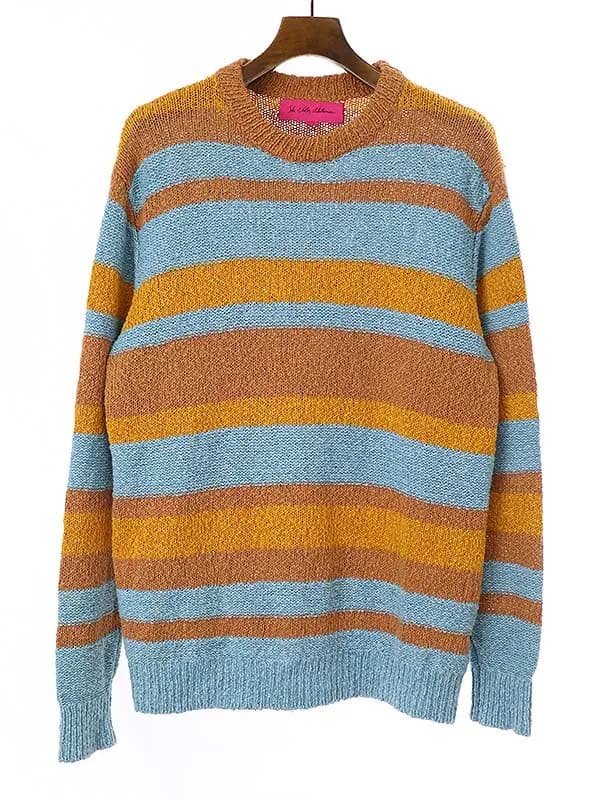 The Elder Statesman ジ エルダーステイツマン 23SS June Stripe Knit Pullover シルク混コットンリネンボーダーニットセーター