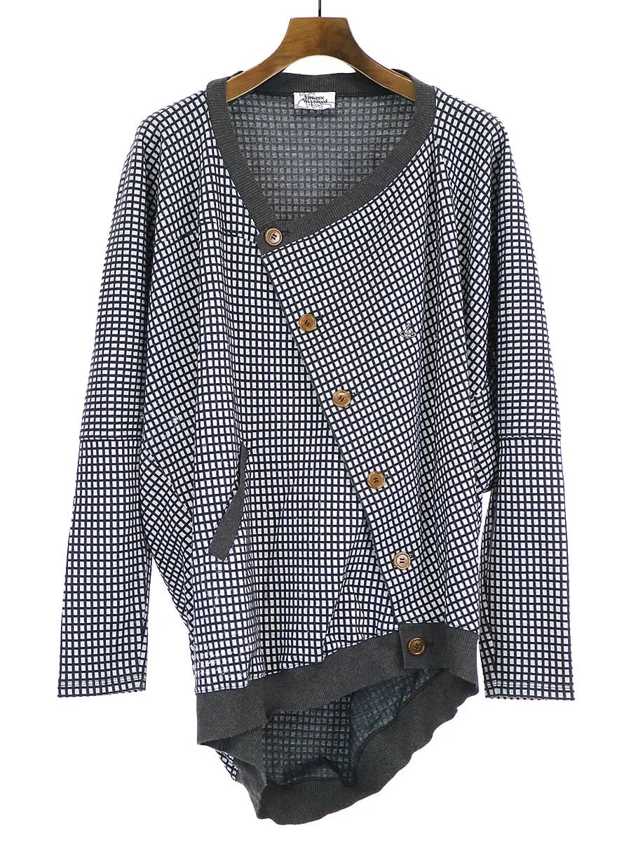 Vivienne Westwood ヴィヴィアンウエストウッド マン 15SS グラフチェックツイストオーバーカーディガン
