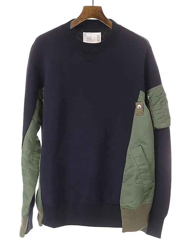 sacai サカイ Sponge Sweat×MA1 Pullover ドッキングスウェットトレーナー