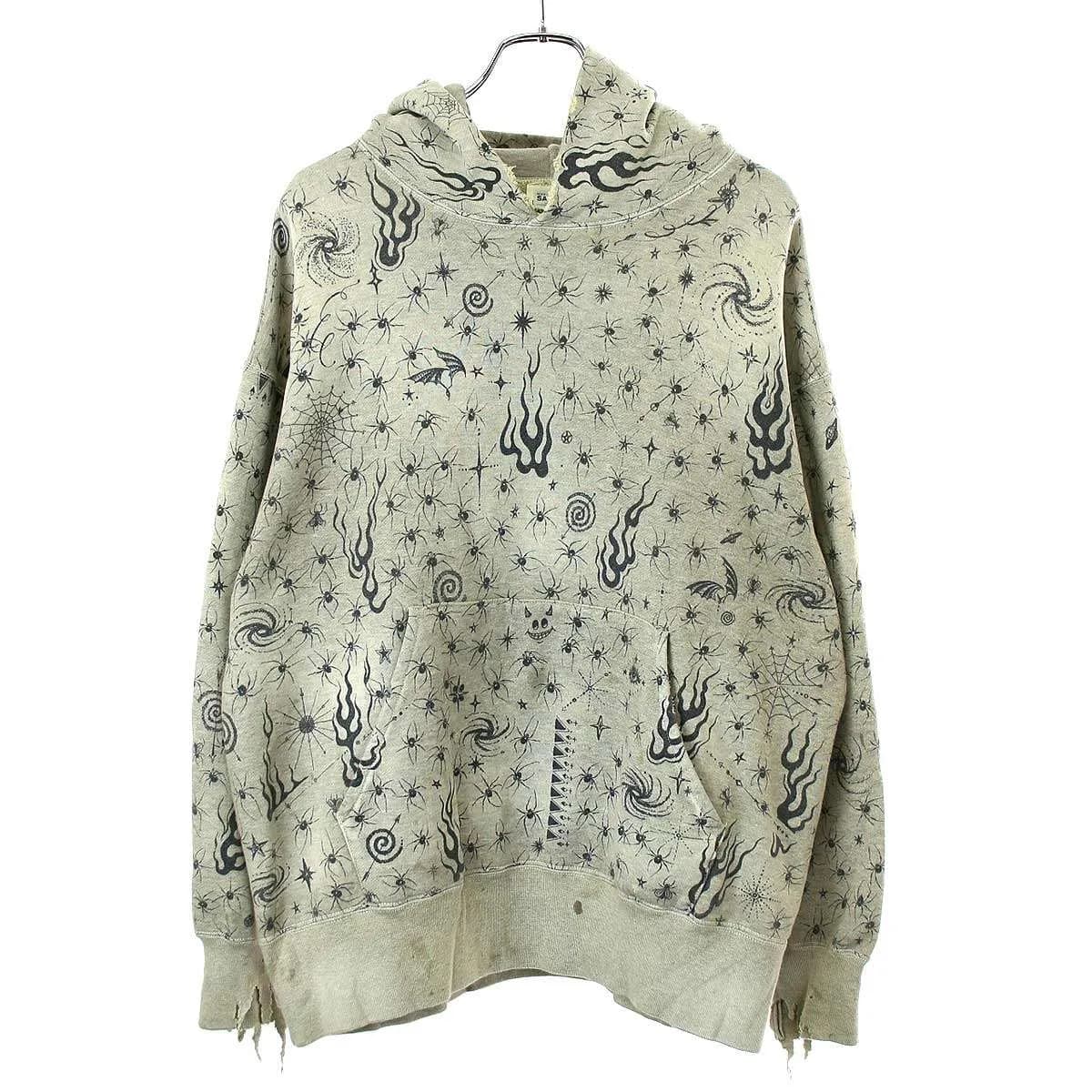 SAINT MICHAEL セントマイケル×ドクターウー 25SS DW_HOODIE USED加工スウェットプルオーバーパーカー SM-HR8-0000-C42