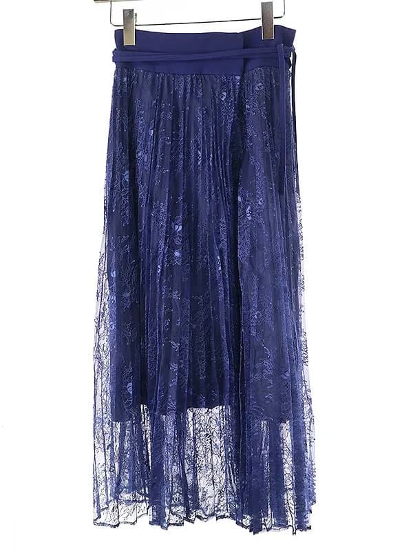 Mame Kurogouchi マメ クロゴウチ 19AW Raschel Lace Pleated Skirt レーススカート