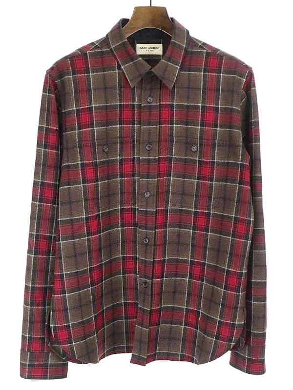 SAINT LAURENT サンローラン パリ 13AW ウールチェックシャツ