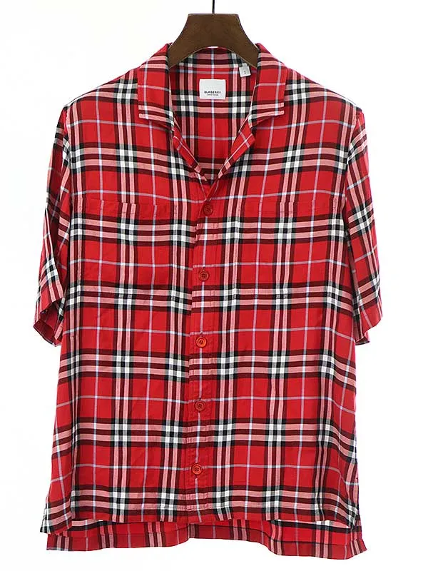 BURBERRY バーバリー チェック柄 ショートスリーブレーヨンシャツ