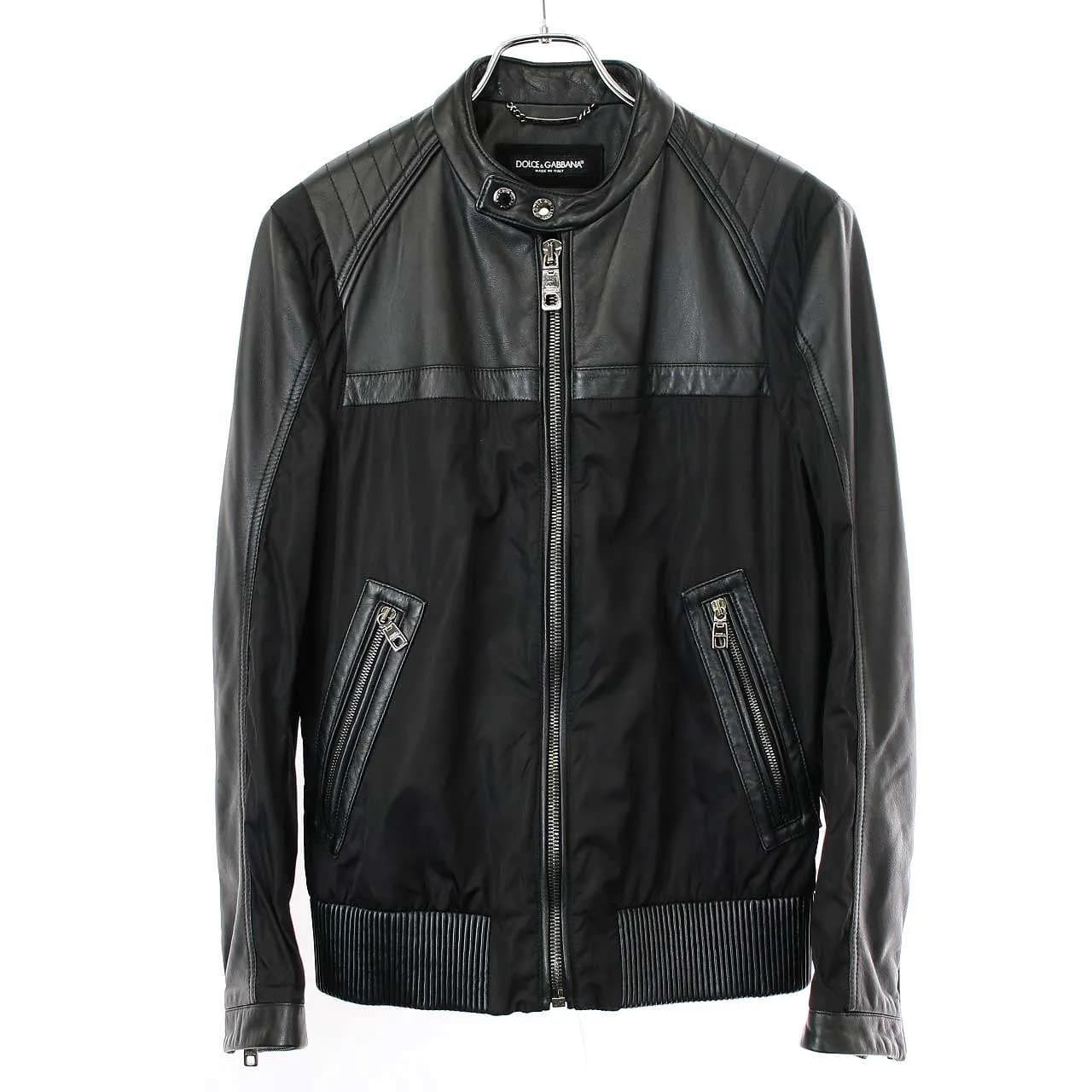 DOLCE&GABBANA ドルチェ&ガッバーナ レザーナイロンコンビネーション ライダースジャケット G9NL2L/HULCV