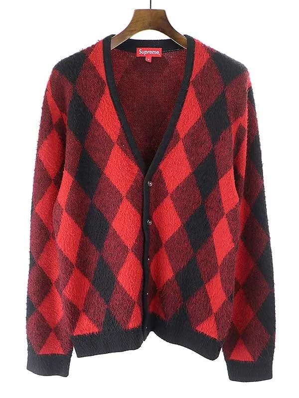 Supreme シュプリーム 18SS Brushed Argyle Cardigan アーガイルカーディガン