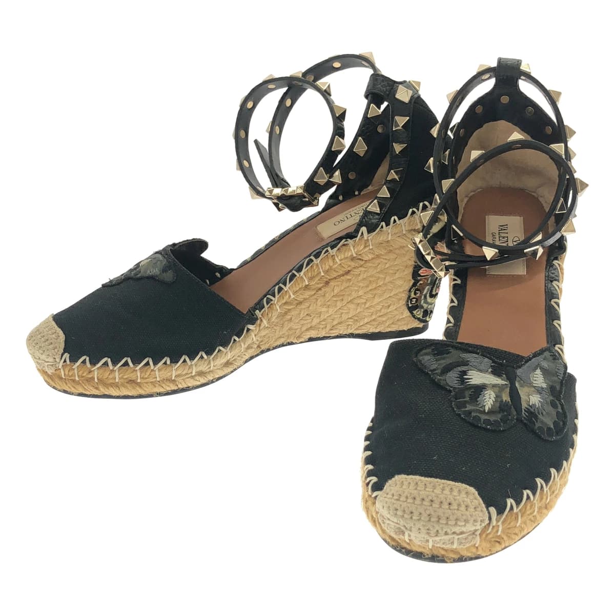 VALENTINO ヴァレンティノ ロックスタッズ バタフライ ウェッジソールサンダル