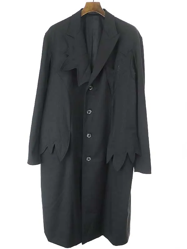 Yohji Yamamoto ヨウジヤマモトプールオム 18SS LOOK26 ウールギャバジンロングジャケット コート
