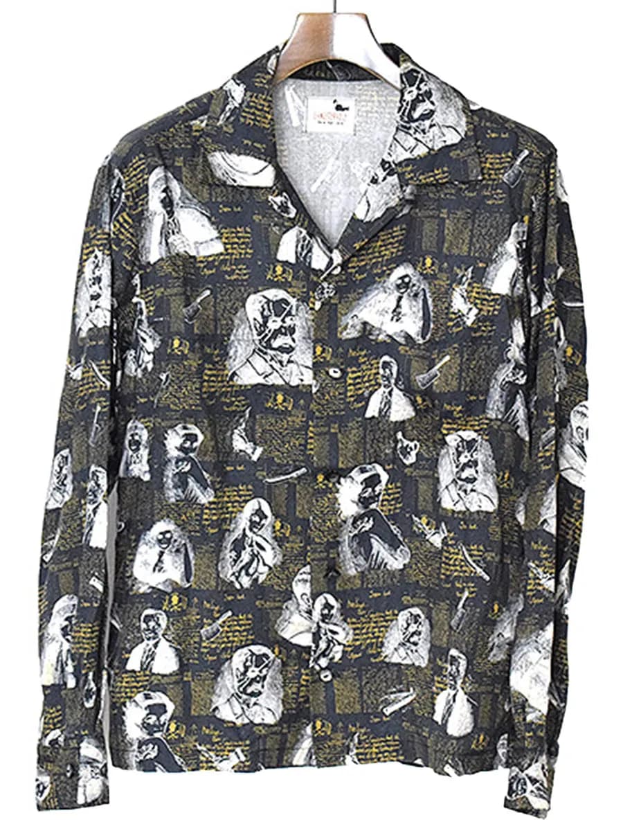 GANGSTERVILLE ギャングスタービル 15SS RIPPER L/S-SHIRTS BLACK 総柄長袖シャツ