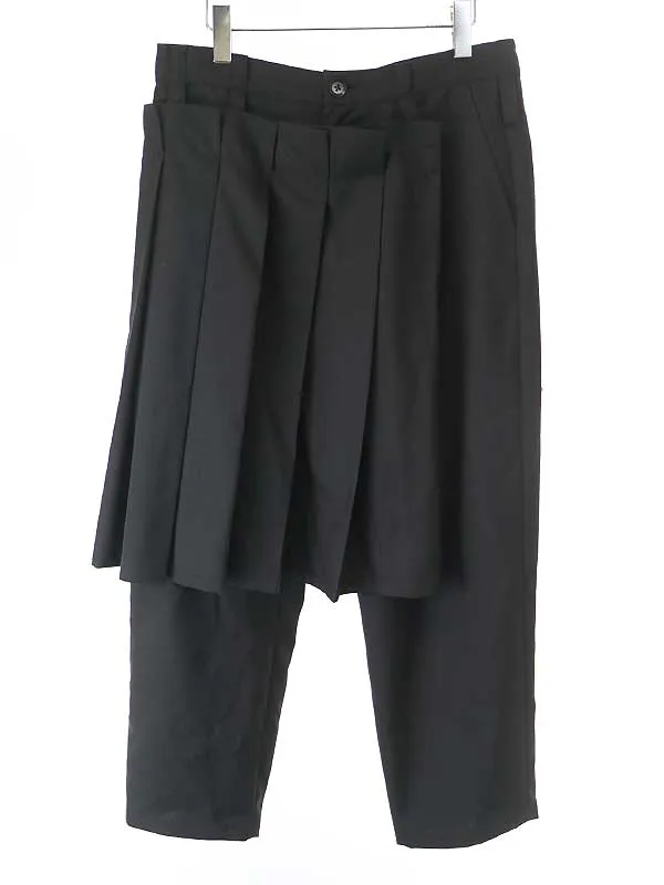 Yohji Yamamoto グラウンド ワイ 19SS ギャバジンプリーツスカートパンツ