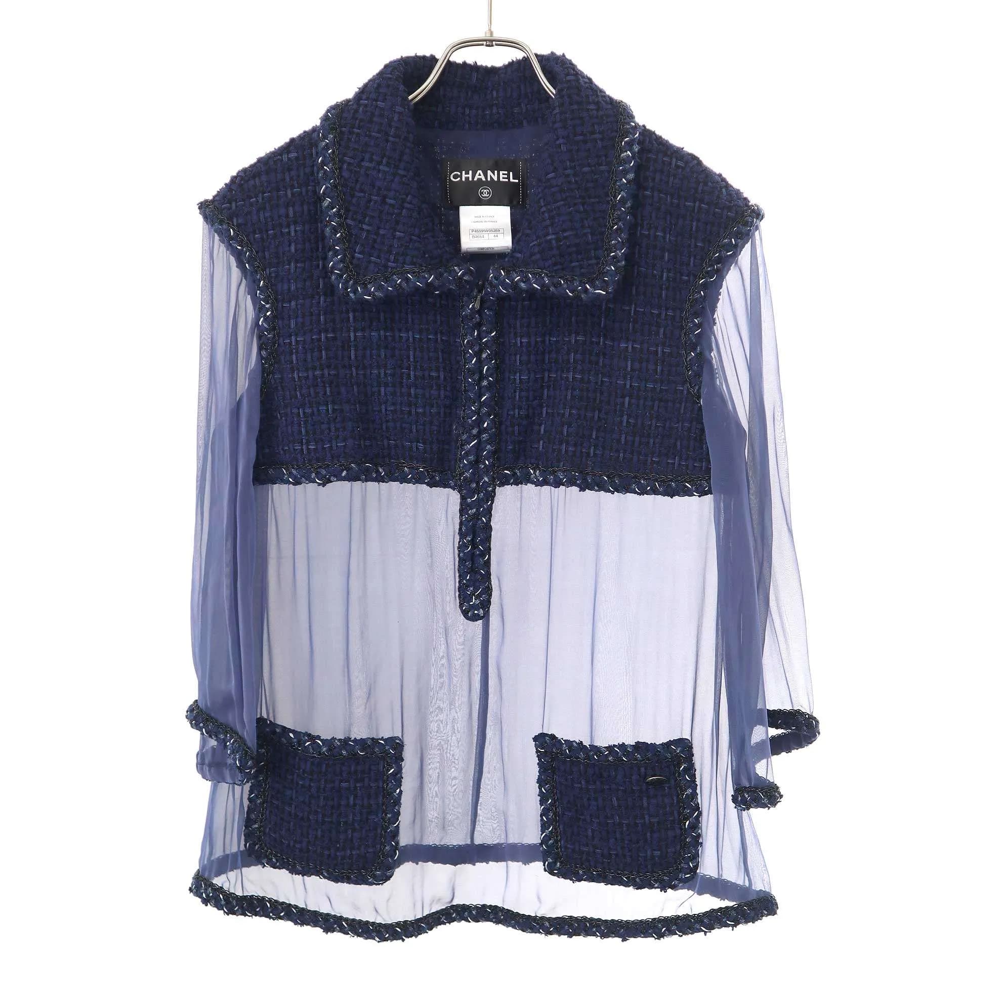 CHANEL シャネル ツイードシアーコンビネーション ハーフジップブラウスシャツ&ワンピース セットアップ P45591W05259