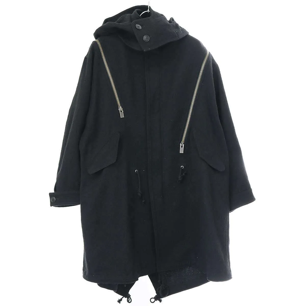 Yohji Yamamoto ヨウジヤマモト ファム 21AW ジッパーデザイン ウールフーデッドコート FX-C81-116